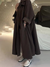 Women Abaya Trench Coat - Longline Button-Front Maxi Outerwear